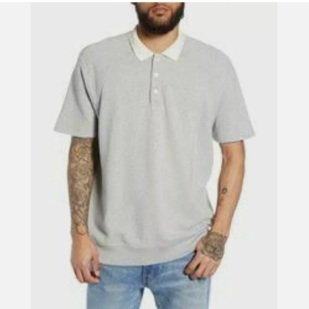 The Rail Mens Heather Grey French Terry Short Sleeve Polo Shirt XXL RN58665